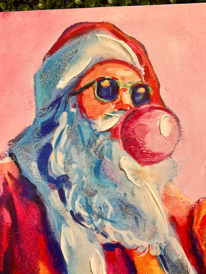 27.5 Inch Pink Color Pop Santa Wall Art