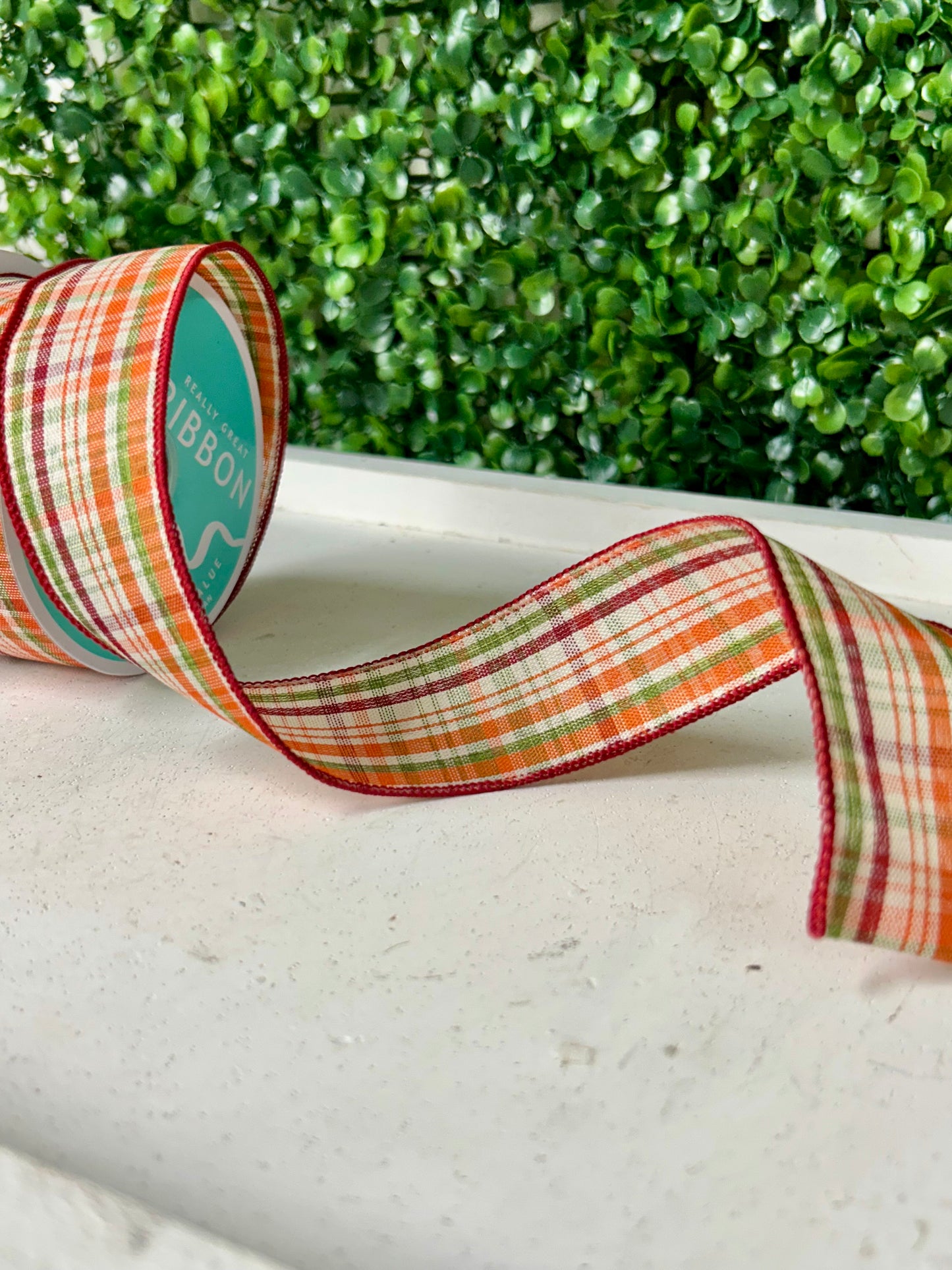 1.5 Inch By 10 Yard Tightly Woven Plaid On Royal Ribbon