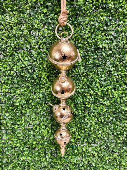 Metal Gold Star Bell Hanging Finial
