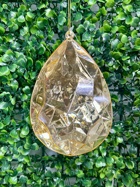 6 Inch Gold Acrylic Rain Drop Diamond Ornament
