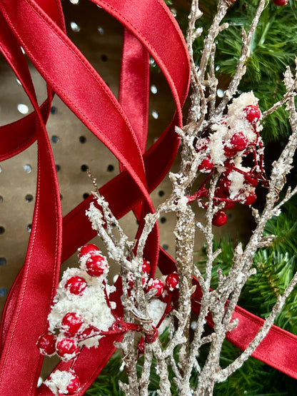 33 Inch Snow Covered Red Berry Spray