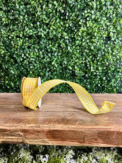 1.5 Inch By 10 Yard Yellow Gingham Check Ribbon