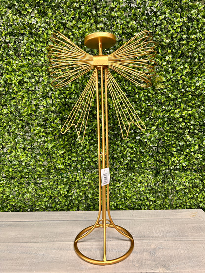 Metal Gold Standing Bow Candle Holder