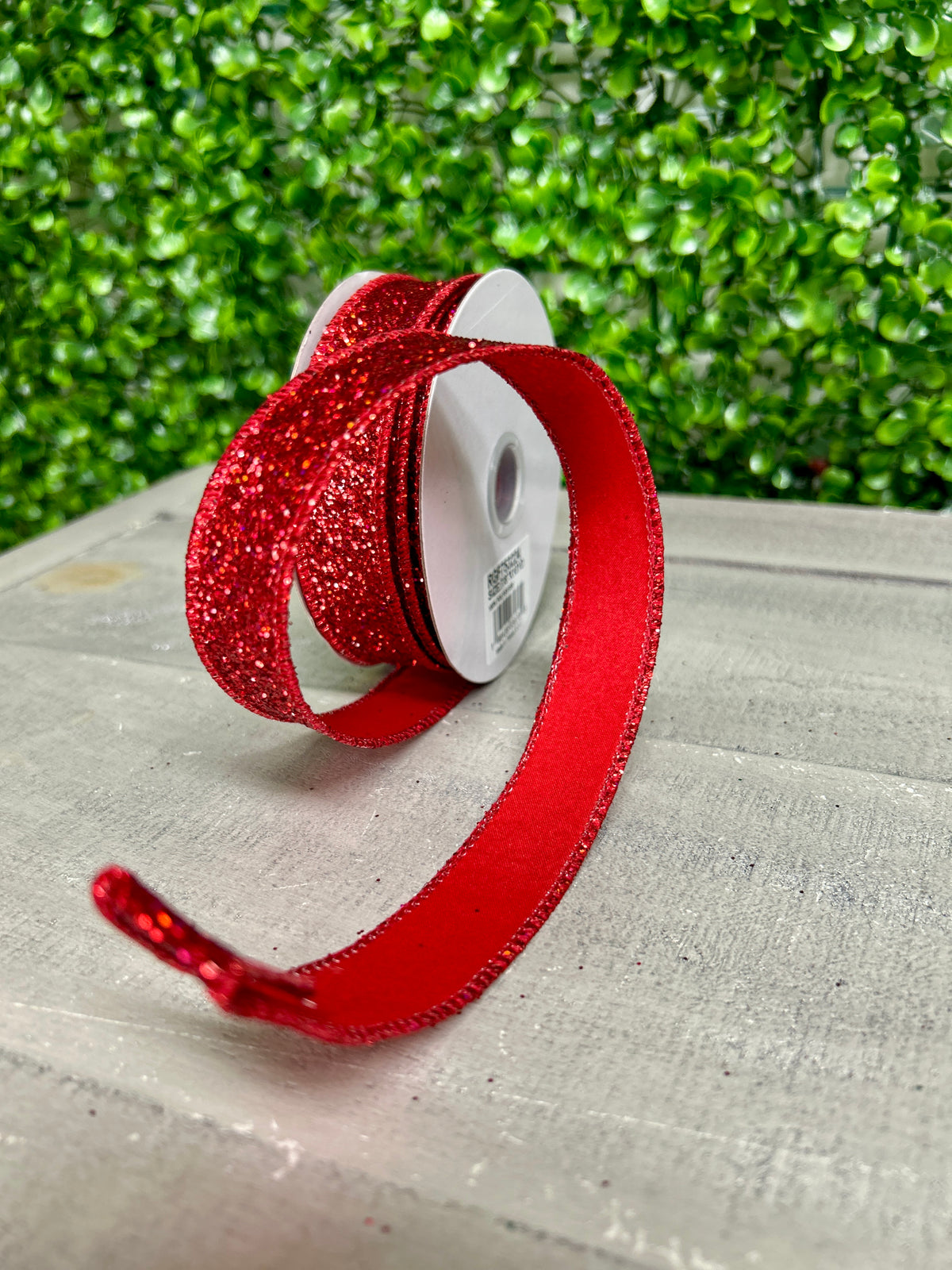 7/8 Inch By 10 Yard Red Laser Glitter Ribbon
