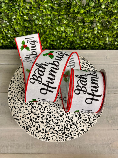 2.5 Inch By 10 Yard Bah Humbug Ribbon
