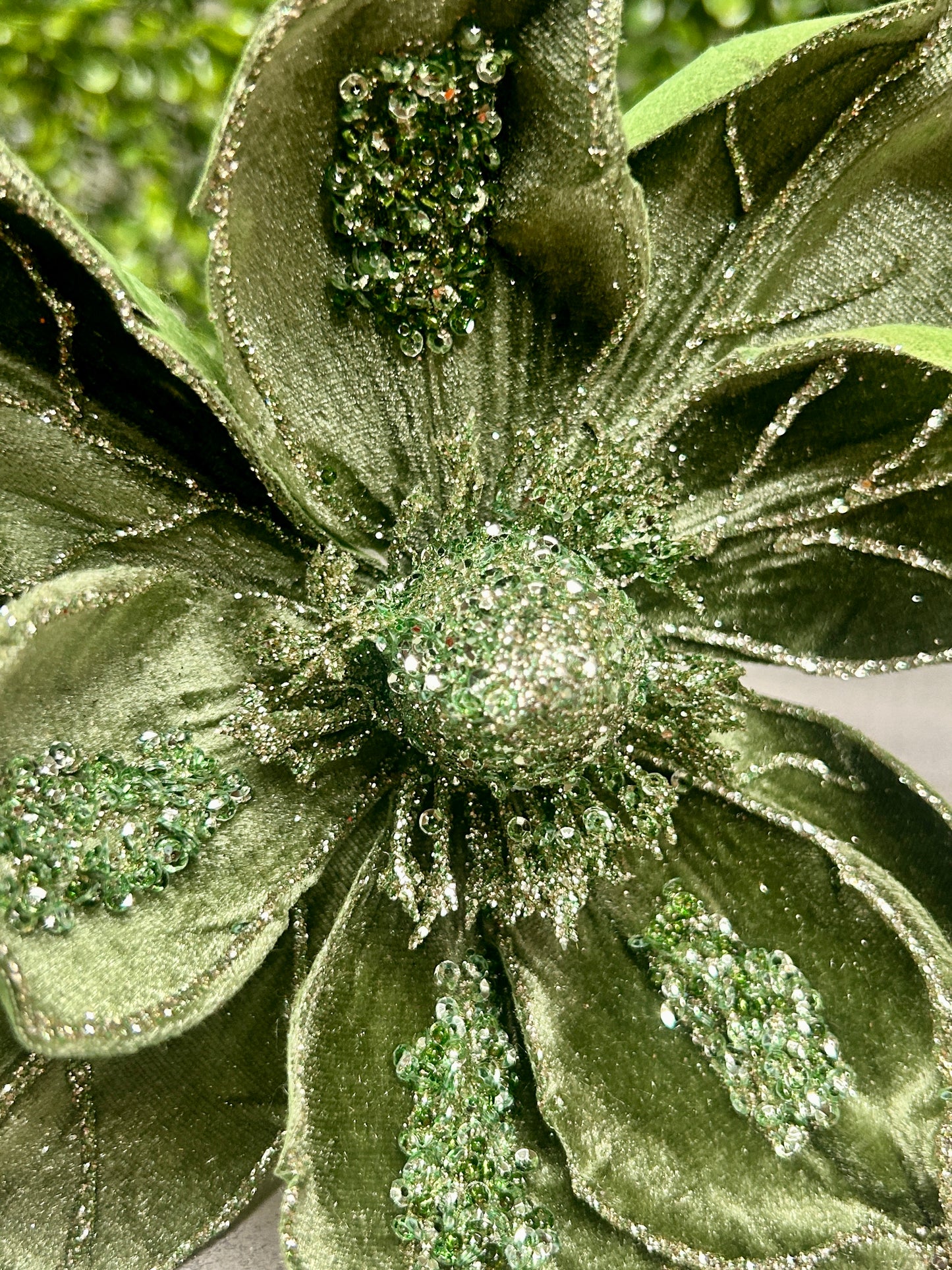 17 Inch Sage Green Velvet Magnolia Stem
