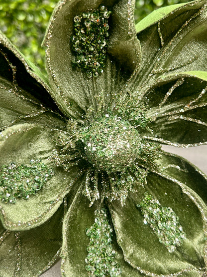 17 Inch Sage Green Velvet Magnolia Stem