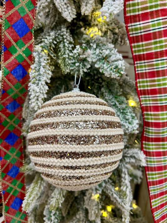 5 Inch Champagne Sequin Ornament Ball