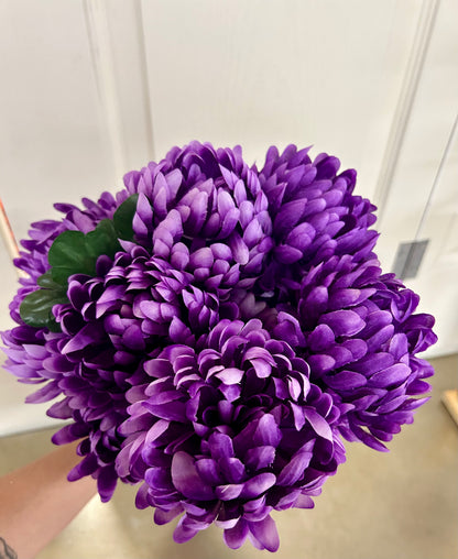 22 Inch Purple Ball Mum Bush