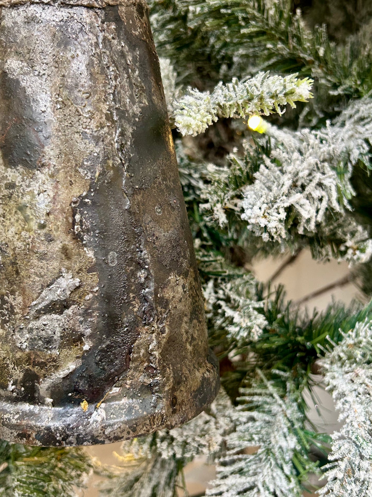 7.5 Inch Silver Antique Metal Bell Ornament