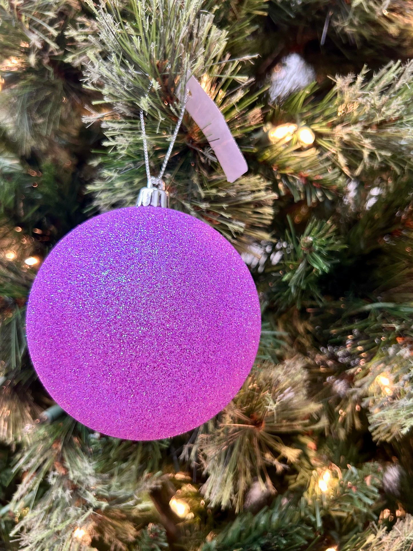 4 Inch Lavender Iridescent Glitter Ornament Ball