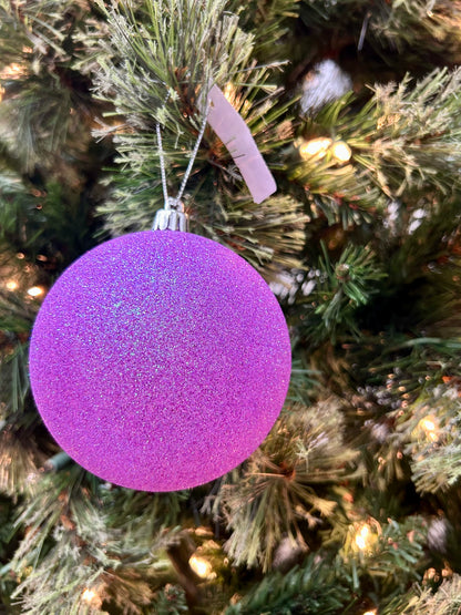 4 Inch Lavender Iridescent Glitter Ornament Ball