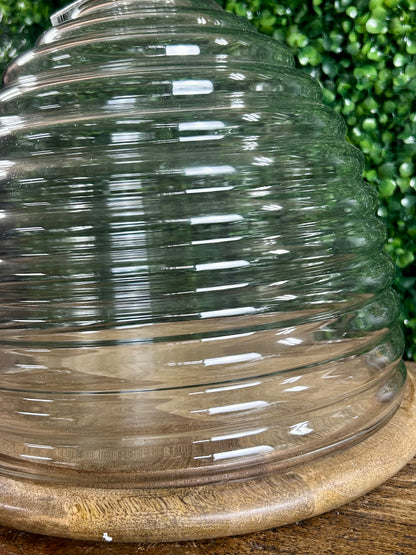 Beehive Glass Cloches With Wood Trays Two Styles