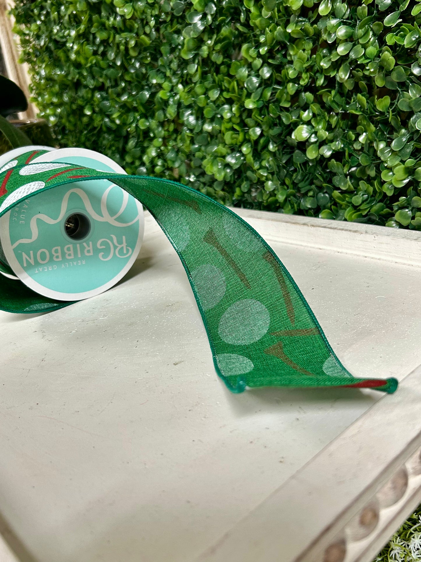2.5 Inch By 10 Yard Emerald Golf Balls On Royal Ribbon