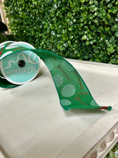2.5 Inch By 10 Yard Emerald Golf Balls On Royal Ribbon