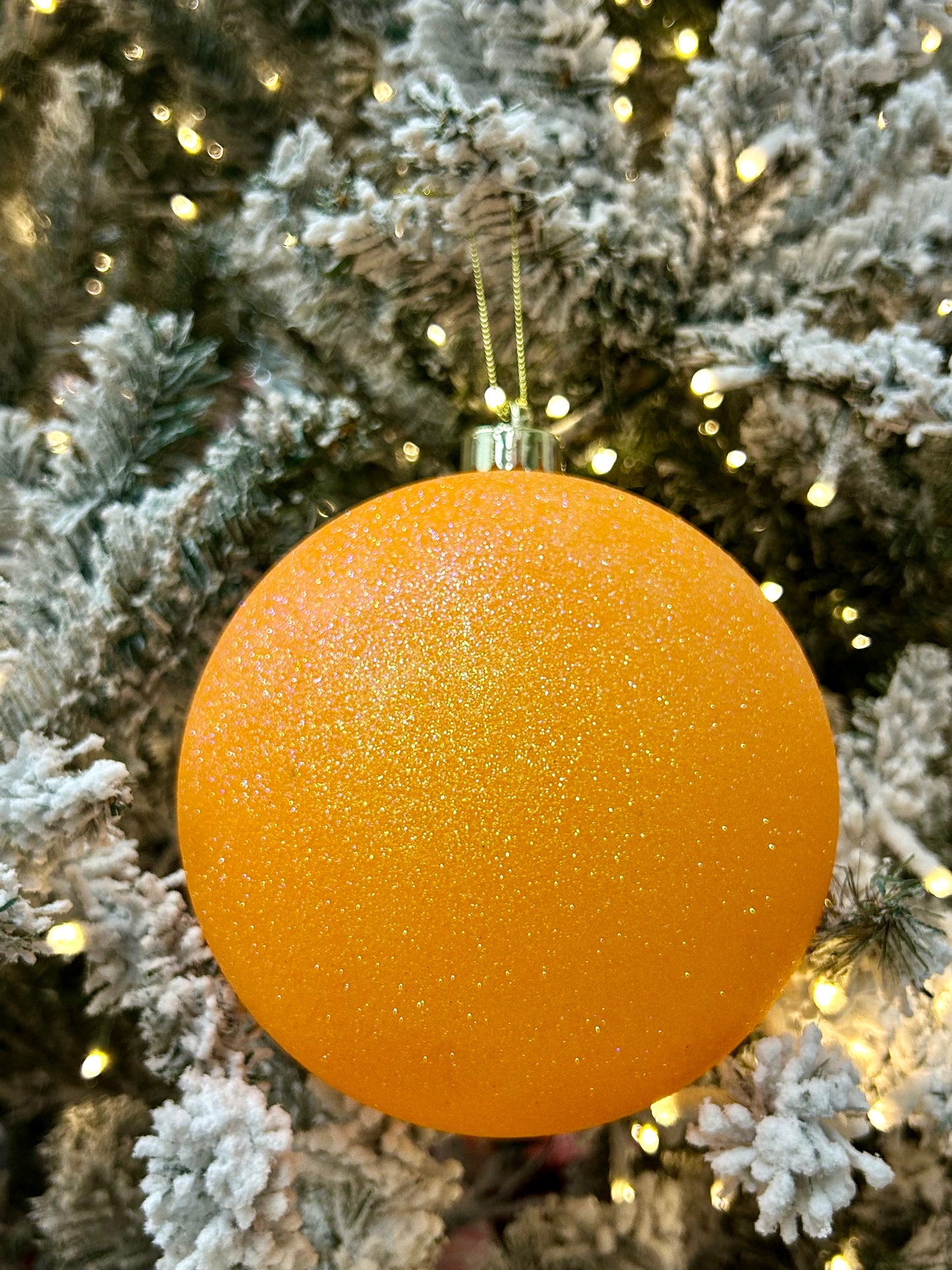 6 Inch Orange Glittered Ball Ornament