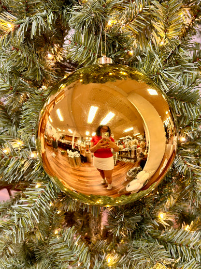 8 Inch Shiny Gold Smooth Ball Ornament