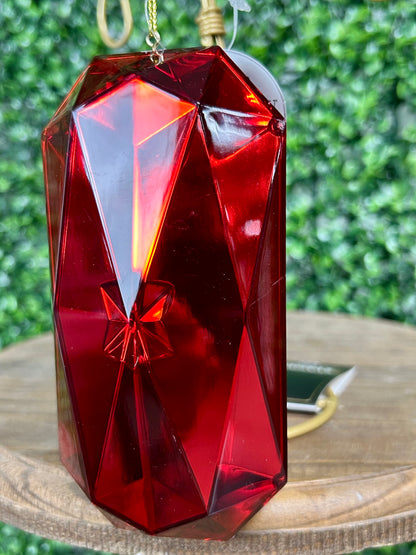 5.75 Inch Red Acrylic Rectangle Diamond Ornament