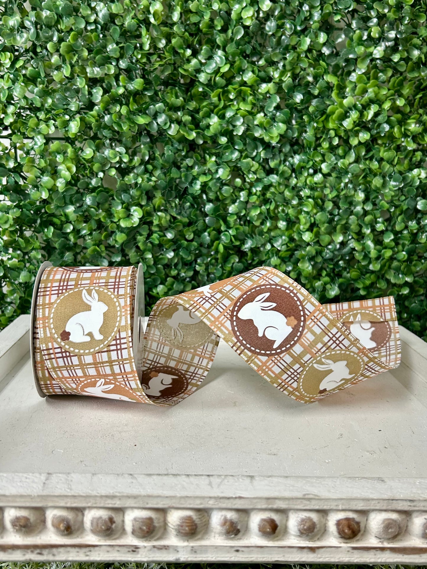 2.5 Inch By 10 Yard Brown Plaid Scrapbook Bunnies Ribbon