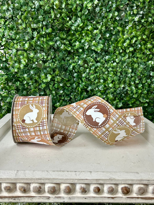 2.5 Inch By 10 Yard Brown Plaid Scrapbook Bunnies Ribbon