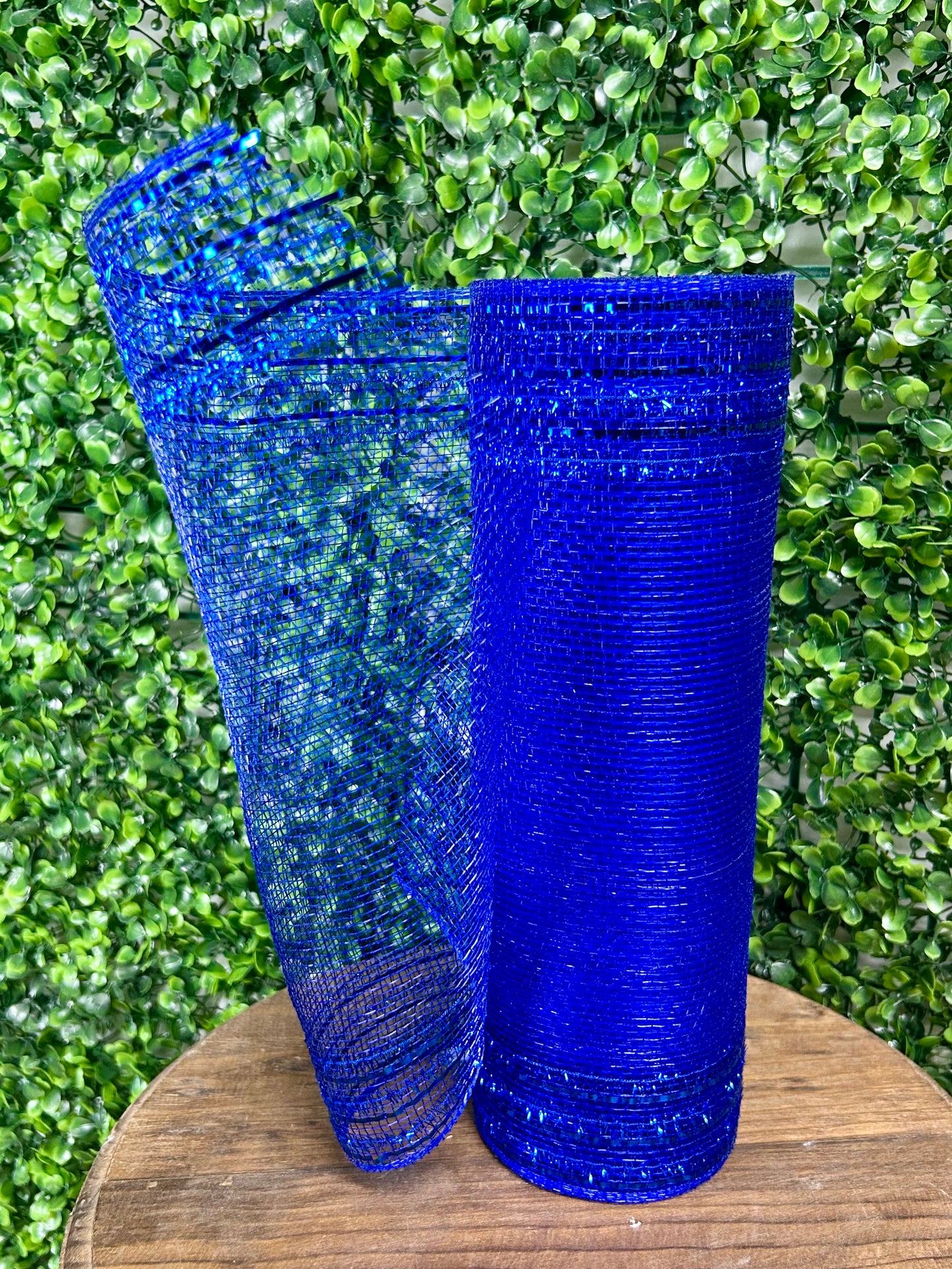 10.25 Inch By 10 Yard Royal Blue Tinsel And Foil Wide Border Mesh