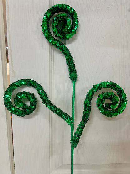 27 Inch Emerald Green Sequin Coil Spray
