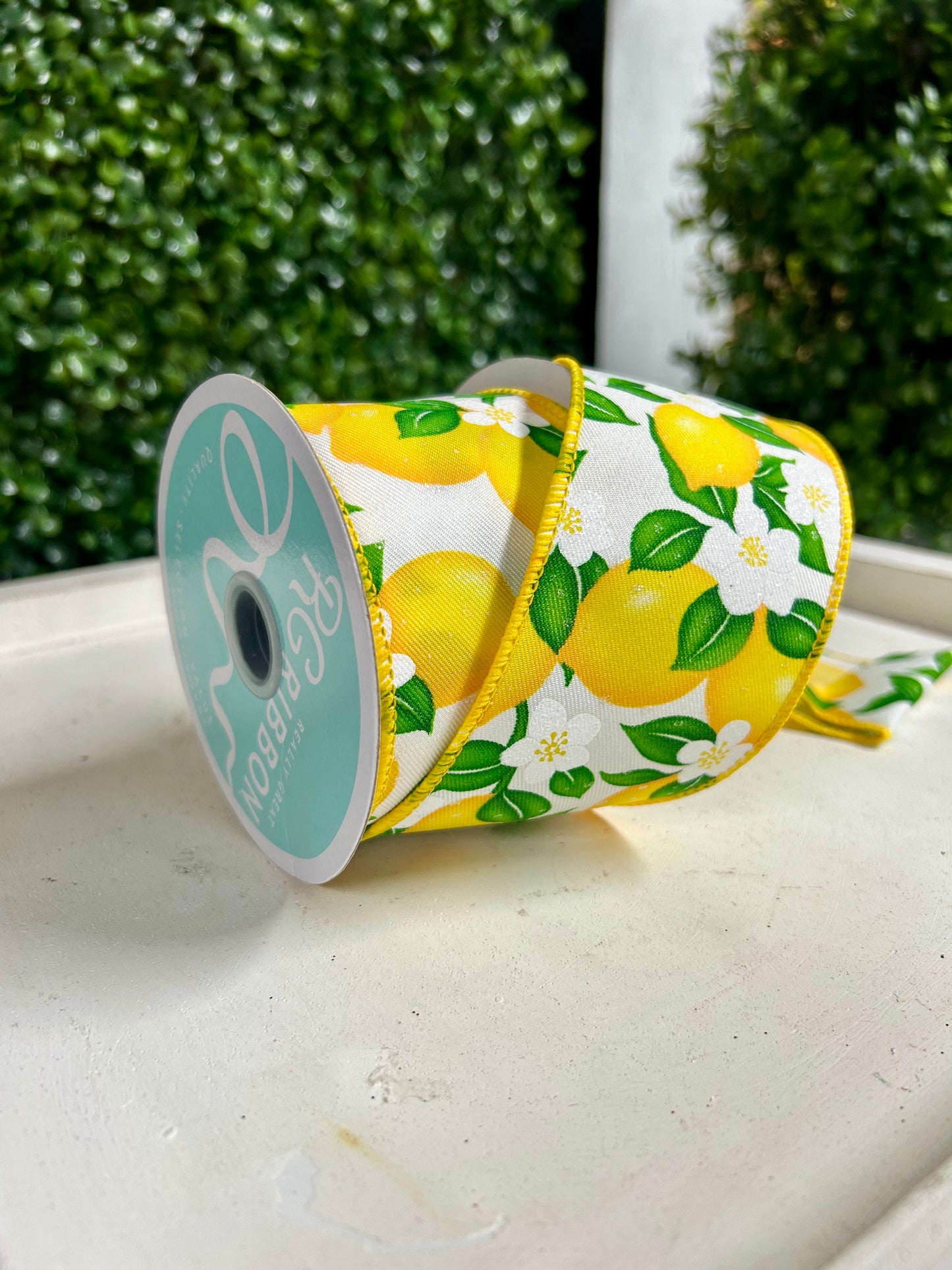 2.5 Inch By 10 Yard Lemons And Flowers Ribbon