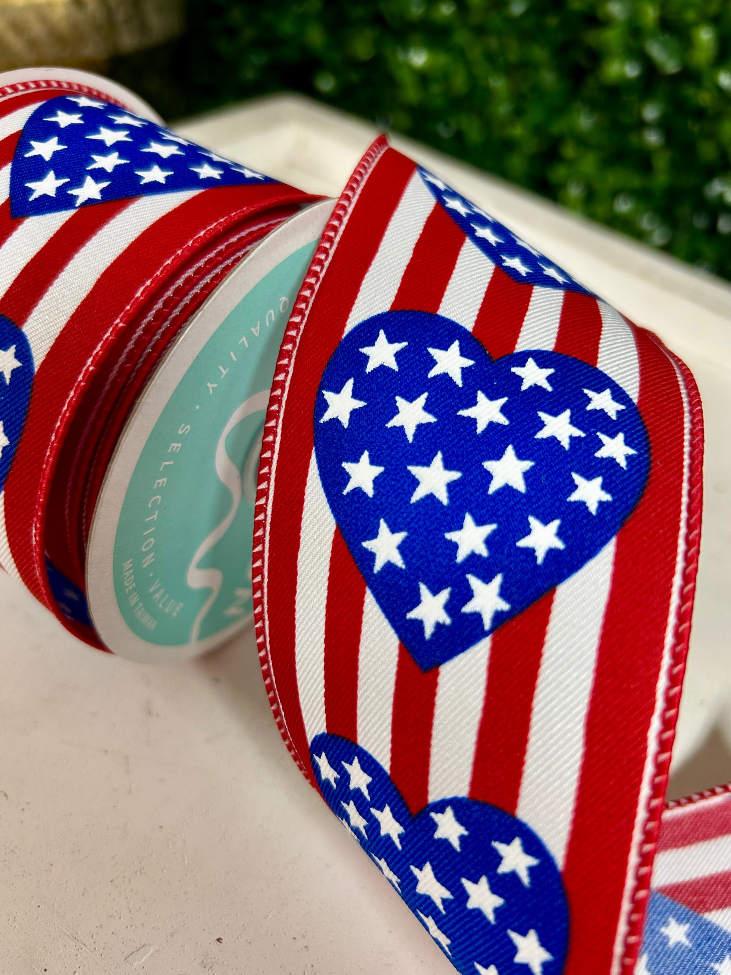 2.5 Inch By 10 Yard Stars In Heart And Vertical Stripe Ribbon