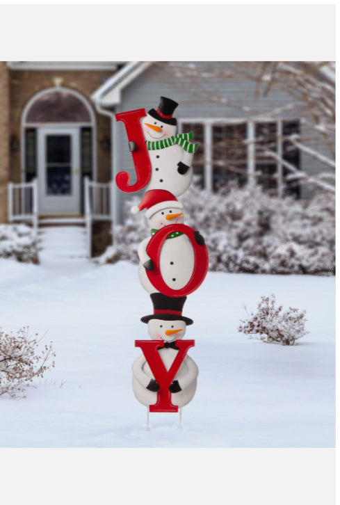 Glitzhome  Set of 3 Metal  Vertical or Horizontal Snowman Family Yard Stakes