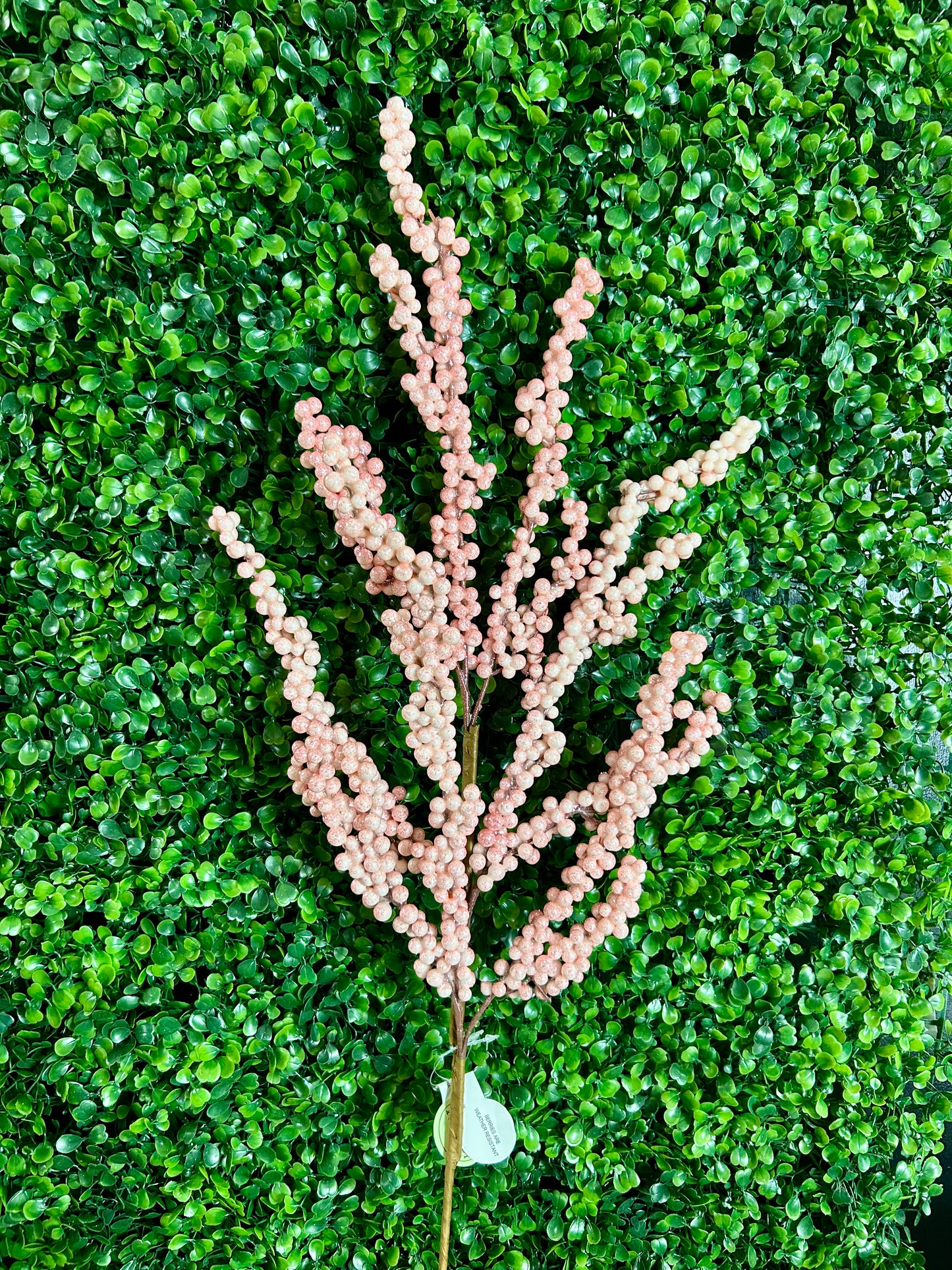 32 Inch Pink Glitter Berry Cluster Spray