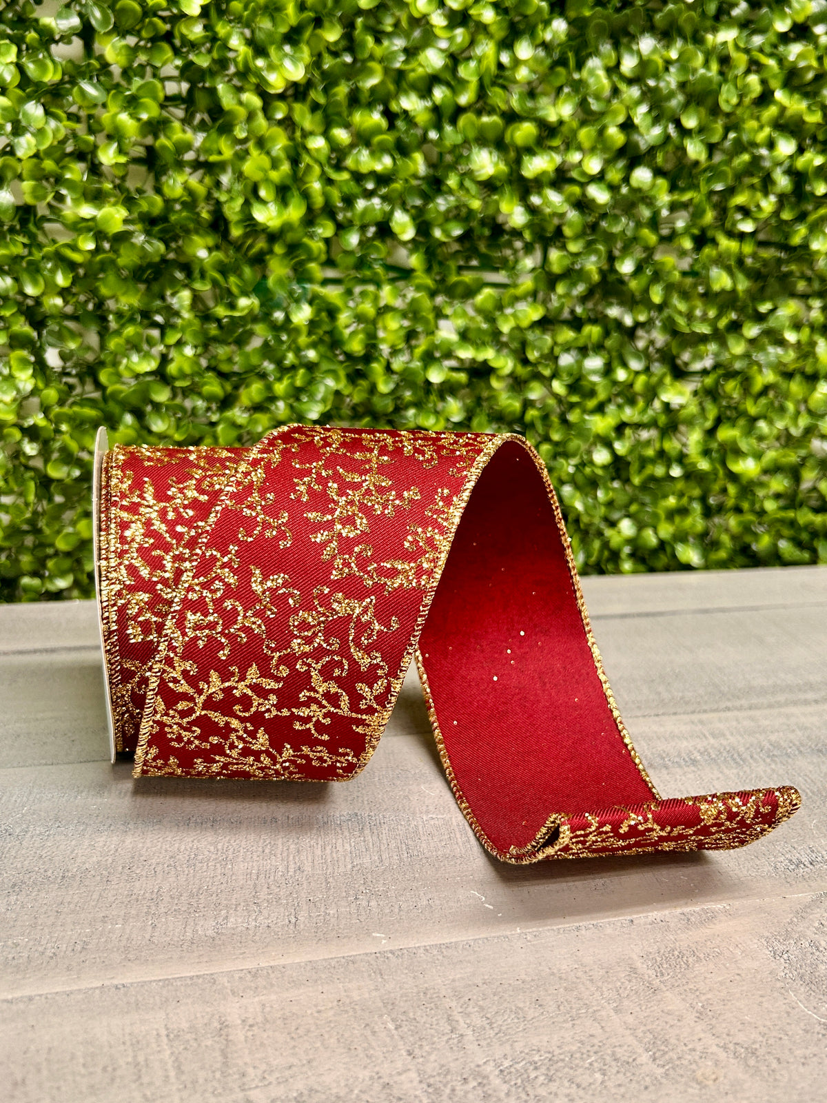 2.5 Inch By 10 Yard Wine And Gold Ribbon