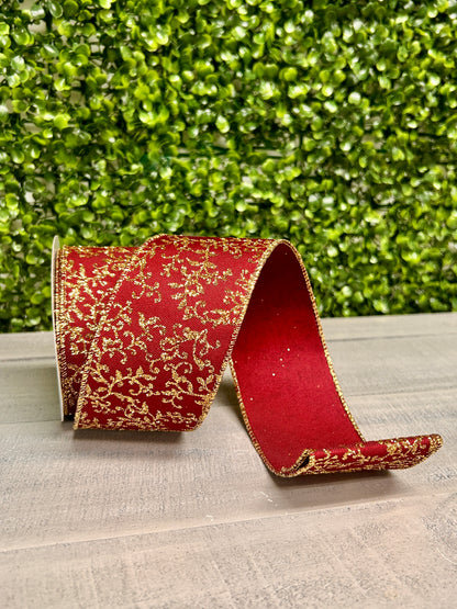 2.5 Inch By 10 Yard Wine And Gold Ribbon