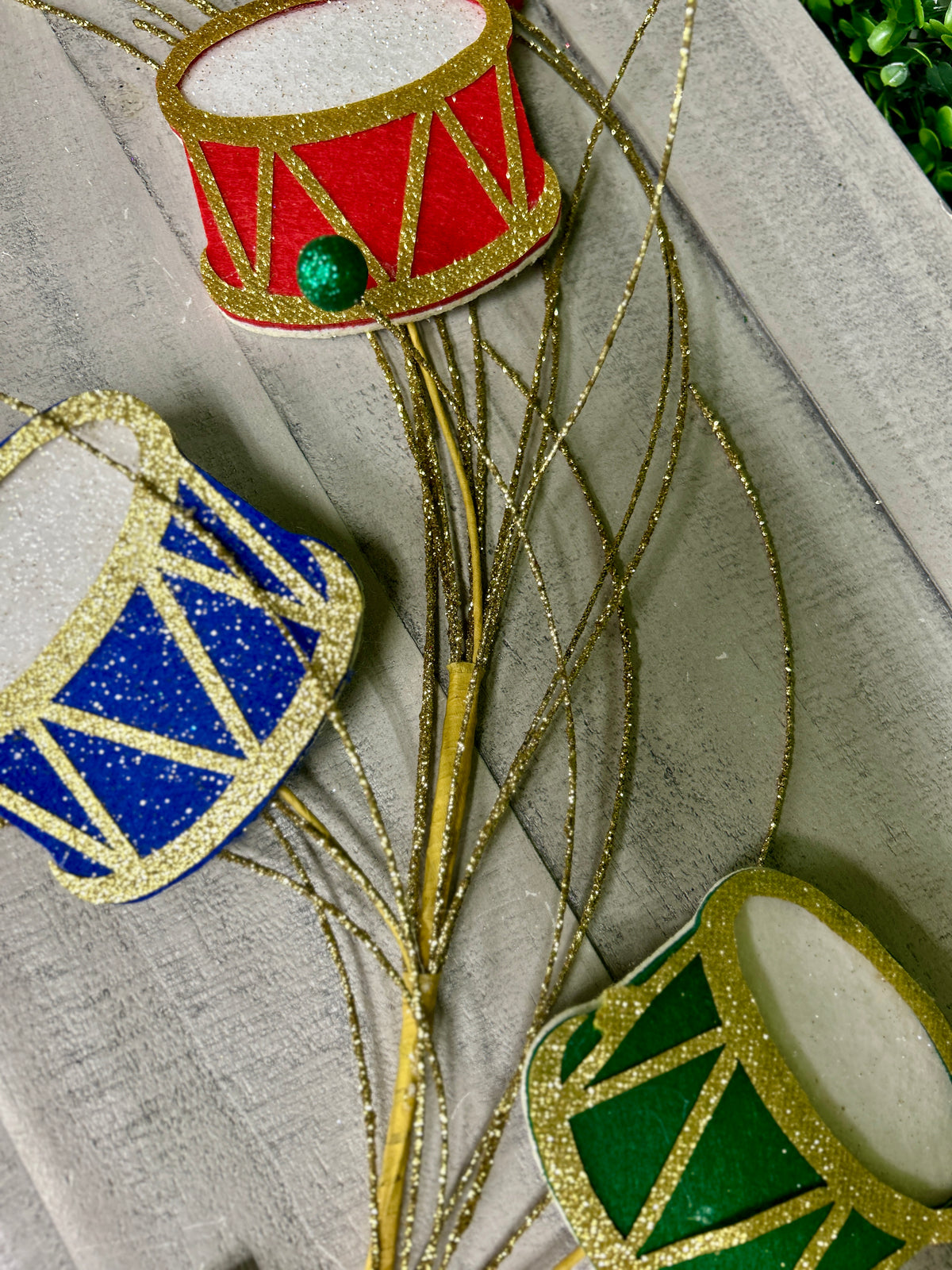 23 Inch Glitter Felt Christmas Drums Spray