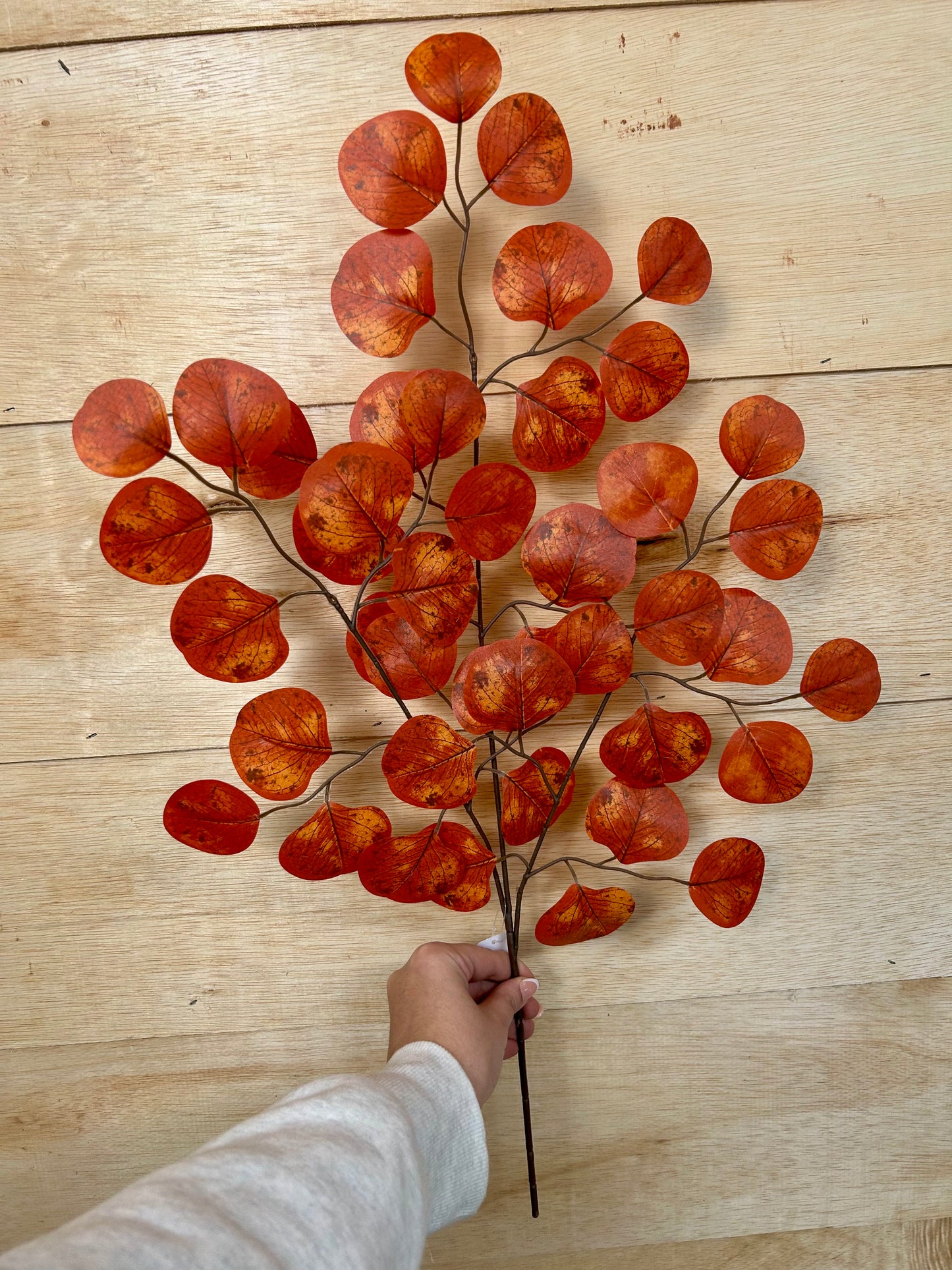27 Inch Dark Orange Apple Leaf Spray