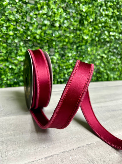 John Mark 1 Inch By 10 Yard Burgundy Satin Double Fused Ribbon