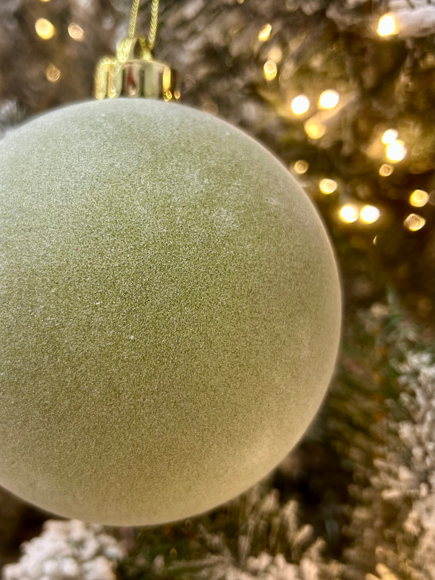 5 Inch Sage Green Smooth Flocked Ball Ornament