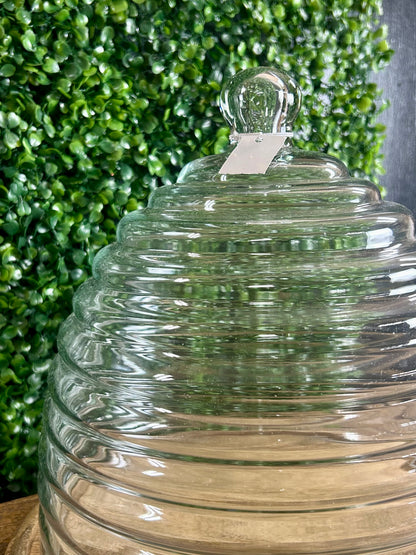 Beehive Glass Cloches With Wood Trays Two Styles