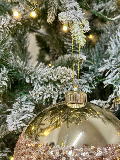 6 Inch Champagne Sequin Ball Ornament