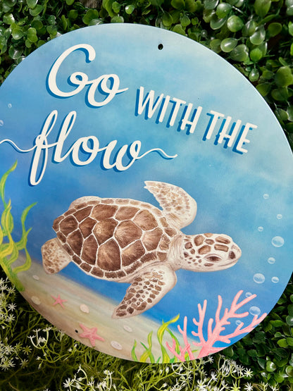 12 Inch Metal Go With The Flow Sign