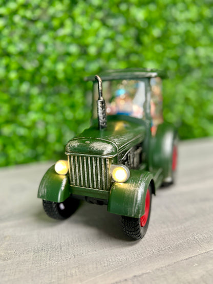 8.75 Inch Lighted Spinning Water Globe Tractor With Holiday Scene And Timer