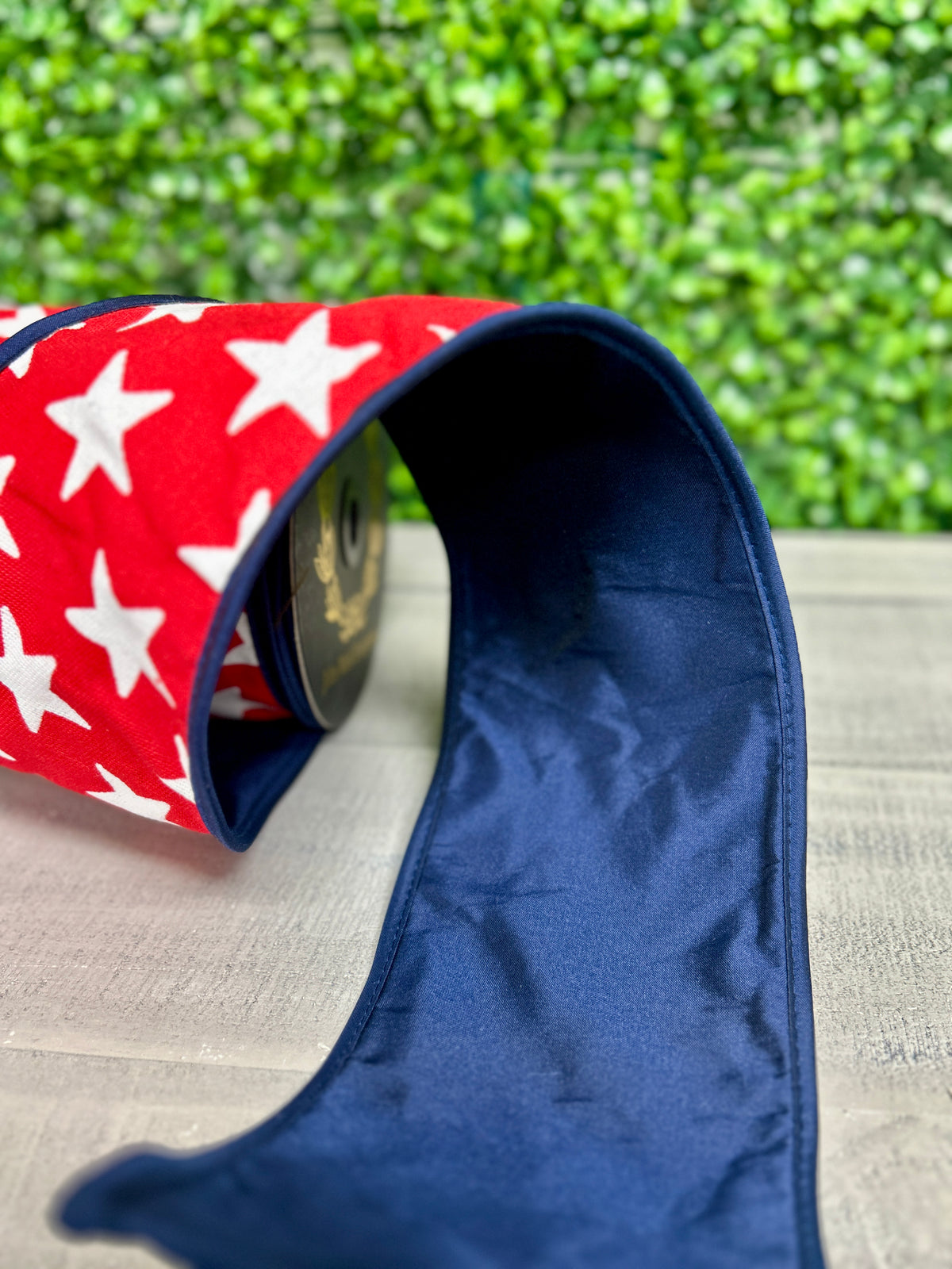 John Mark 4 Inch By 10 Yard Star Printed Fused Royal Ribbon