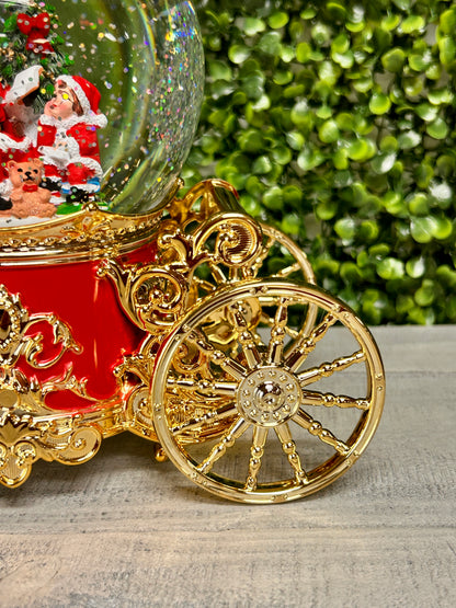 7.8 Inch Lighted Musical Spinning Water Globe Carriage With Rotating Figurine