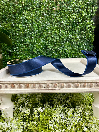 1.5 Inch By 10 Yard Navy Blue Satin Fused Ribbon