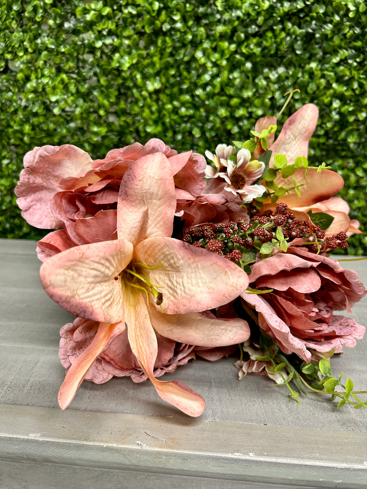23 Inch Mauve Peony And Lily Mixed Bush