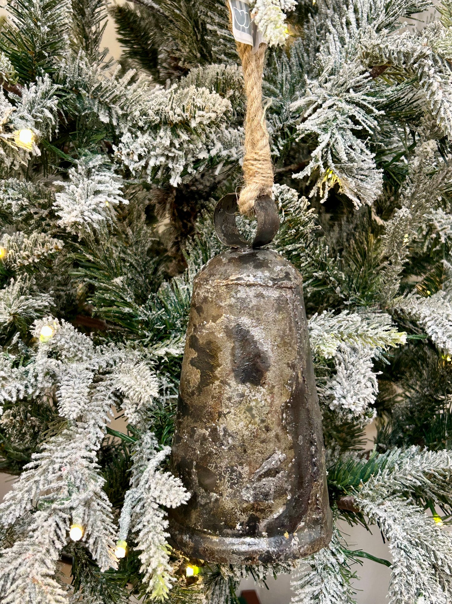 7.5 Inch Silver Antique Metal Bell Ornament