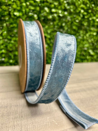 1 Inch By 10 Yard French Blue Heritage Velvet Ribbon
