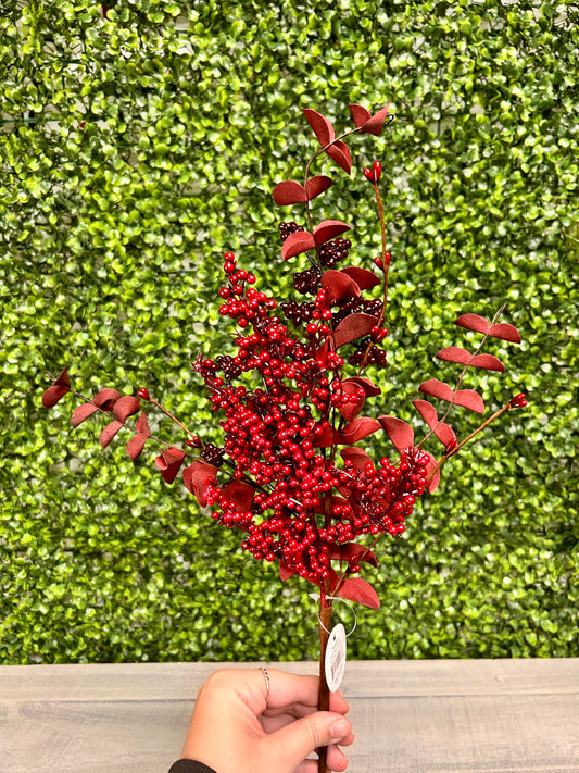 18 Inch Burgundy And Red Mixed Berry Boxwood Spray