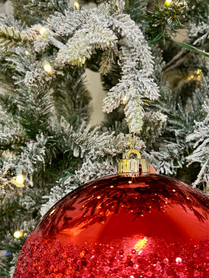 8 Inch Red Sequin Ball Ornament