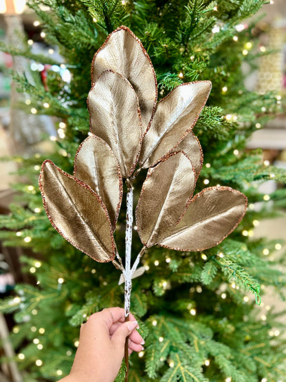 24 Inch Brown Magnolia Leaf Spray