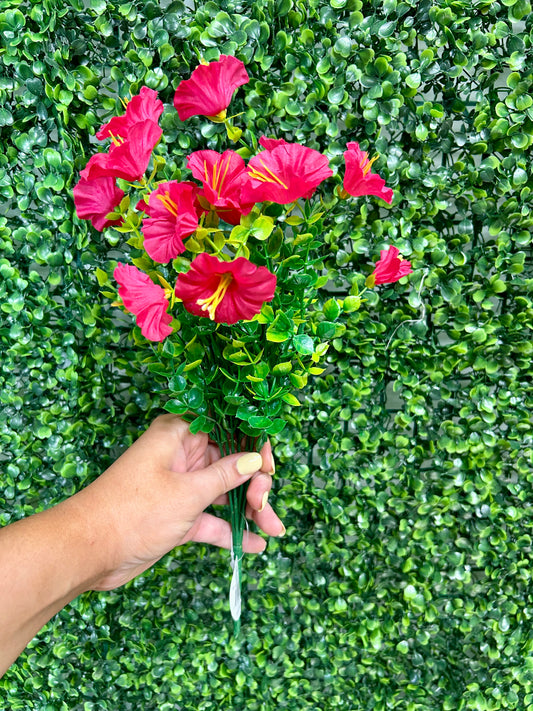 14 Inch Rose Red Mini Morning Glory Bunch